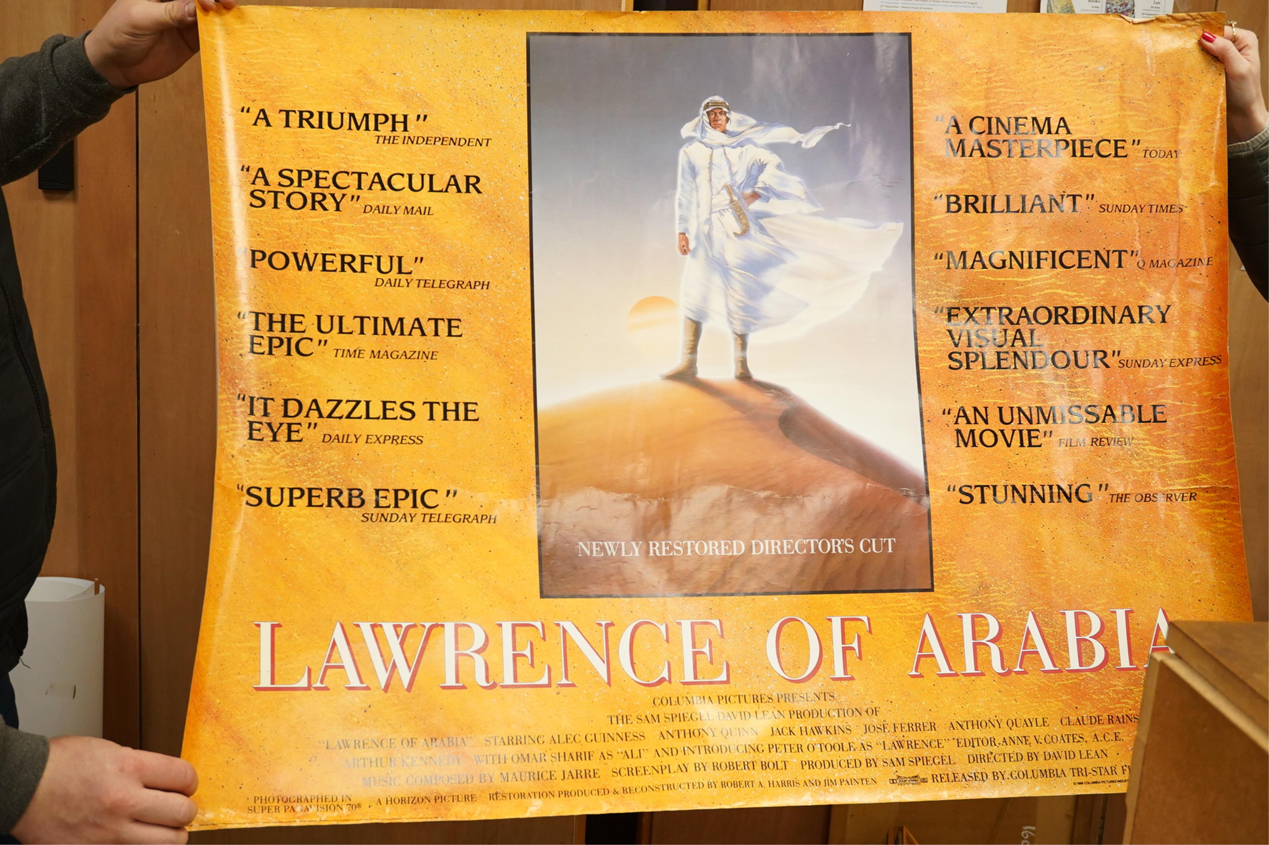 A group of various film posters to include Amazon Women on the Moon, Lawrence of Arabia, Nightmare on Elm Street, Part 3. Condition - mostly fair